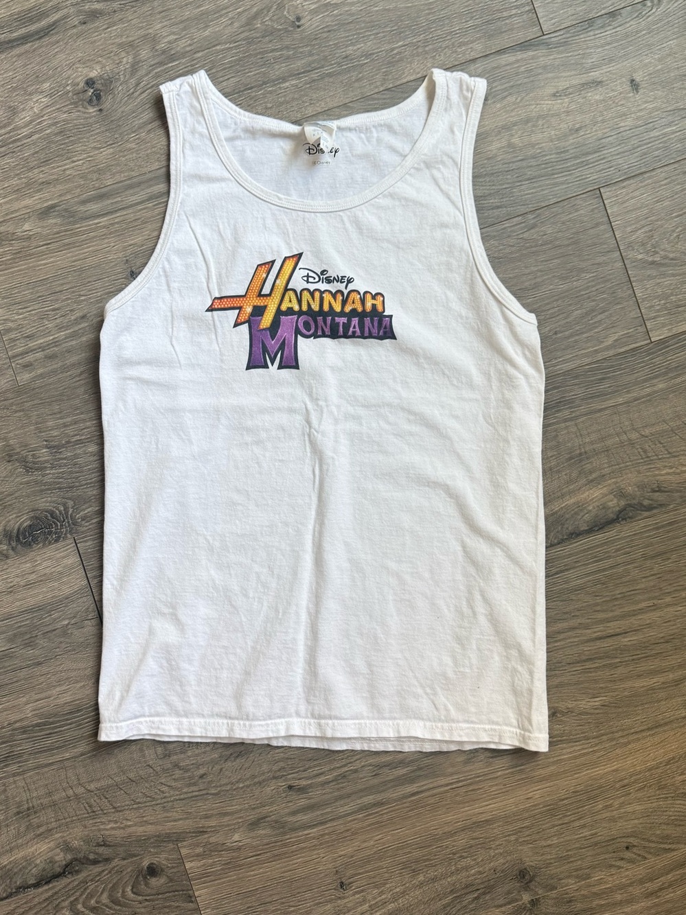 Official Disney Hannah Montana Graphic Racerback Tank Top - White - Small